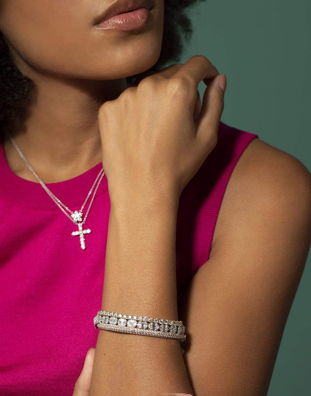 KWIAT-Sunburst Emerald Cut Diamond Bracelet-WHTGLD