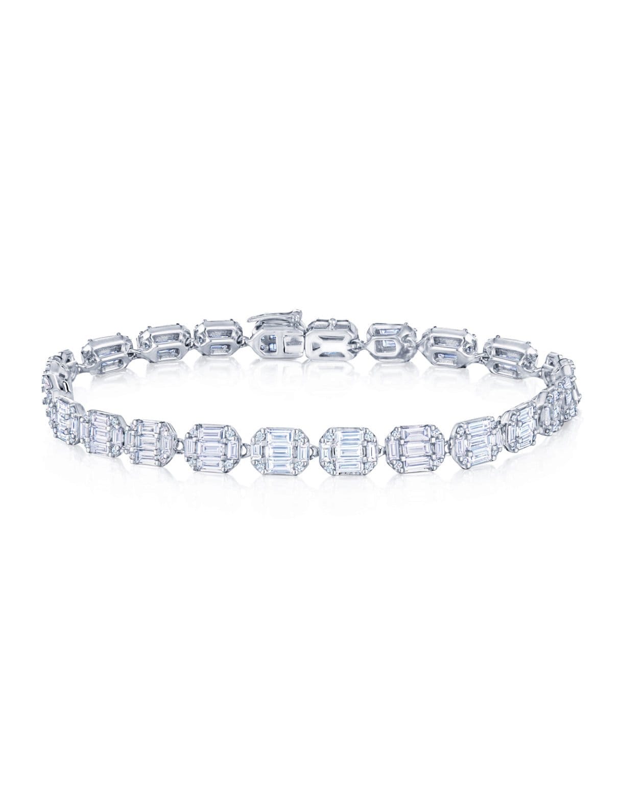 KWIAT-Sunburst Emerald Cut Diamond Bracelet-WHTGLD