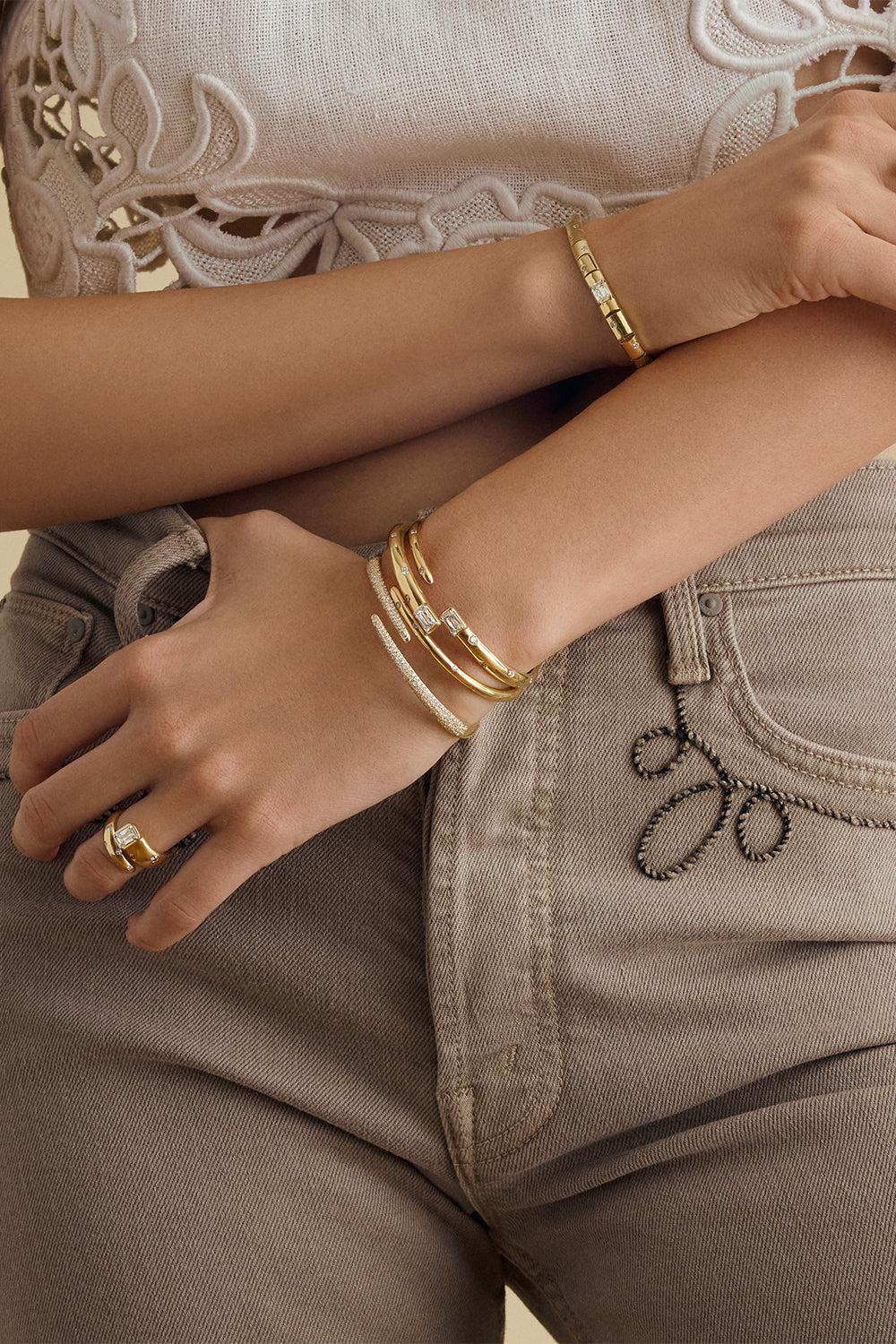 Cobblestone Diamond Accent Bracelet-YELLOW GOLD-7-JEWELRYFINE JEWELBRACELET O-Vendor