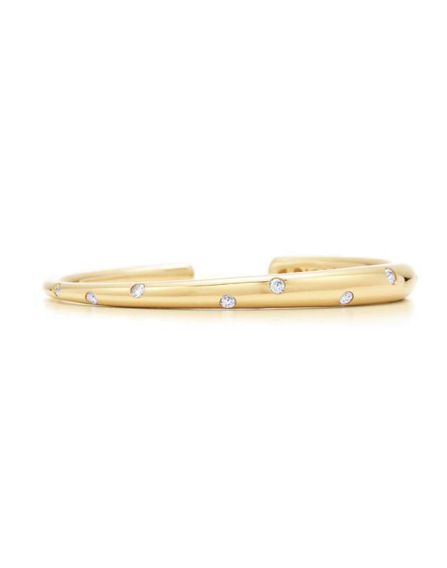 KWIAT-Cobblestone Diamond Cuff Bangle - Yellow Gold-YELLOW GOLD