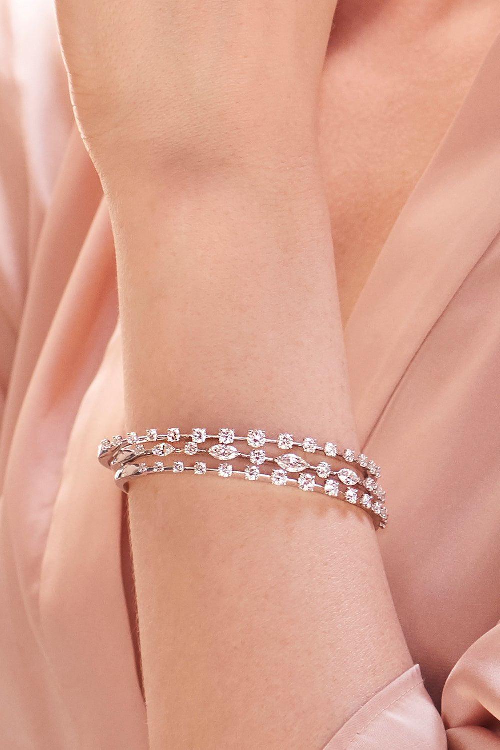 KWIAT-Lyric 3 Row Diamond Bangle-YELLOW GOLD