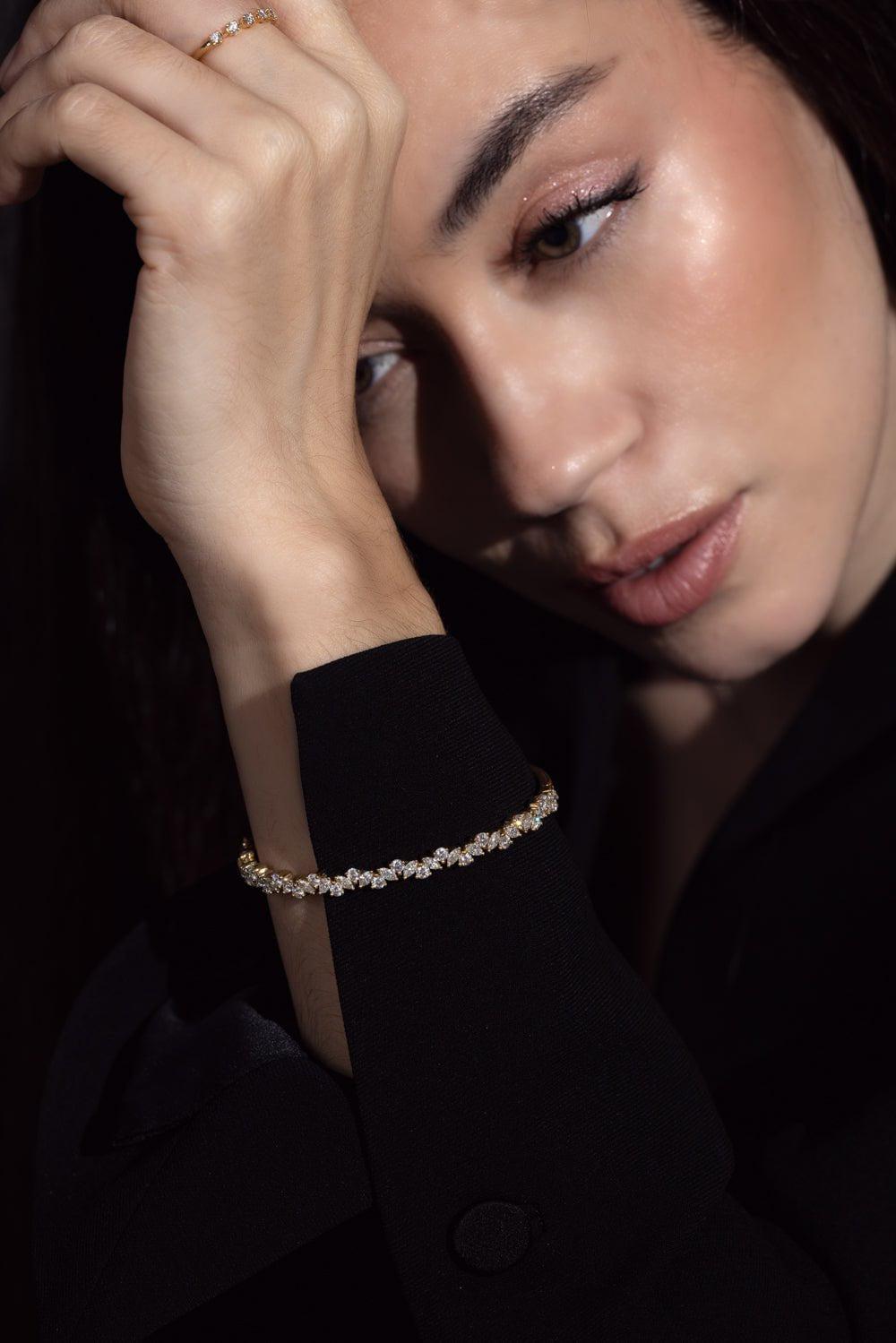 KWIAT-Mixed Diamond Bangle - Yellow Gold-YELLOW GOLD