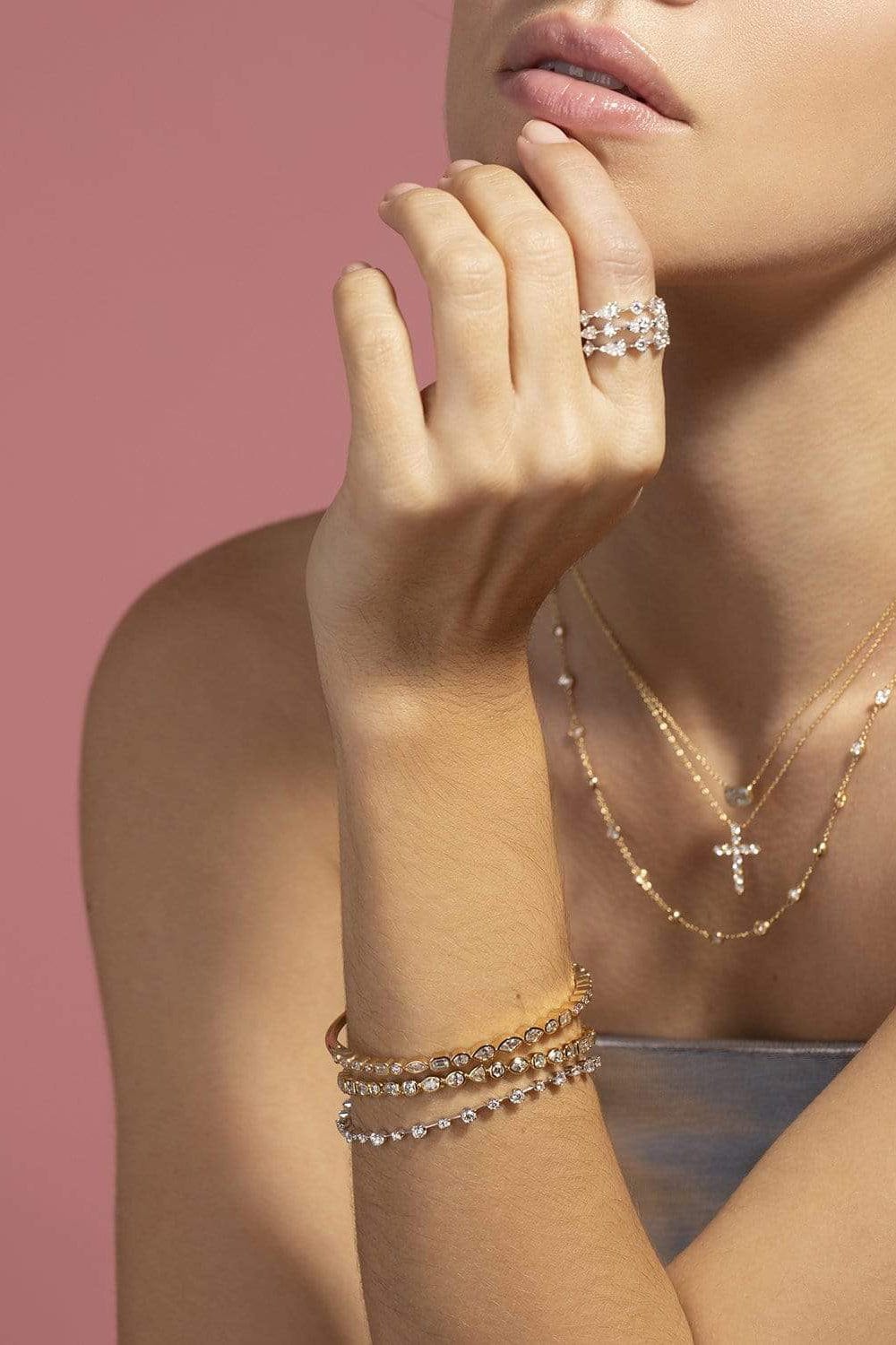 KWIAT-Portofino Mixed Shaped Diamond Bracelet-YELLOW GOLD