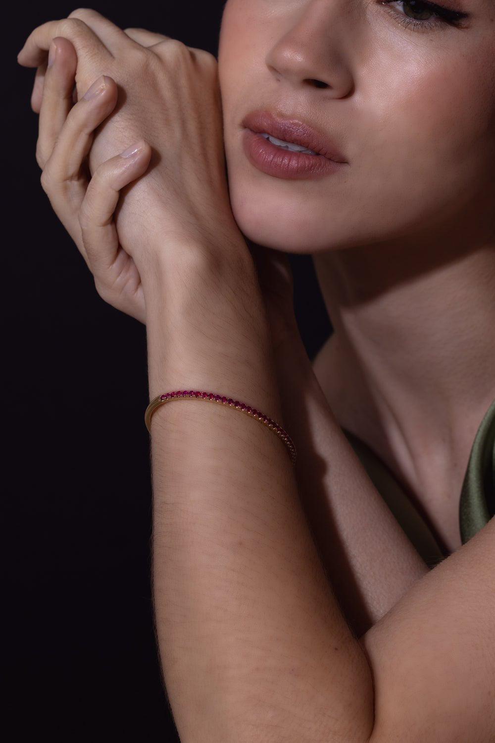 KWIAT-Ruby Bangle Bracelet-YELLOW GOLD