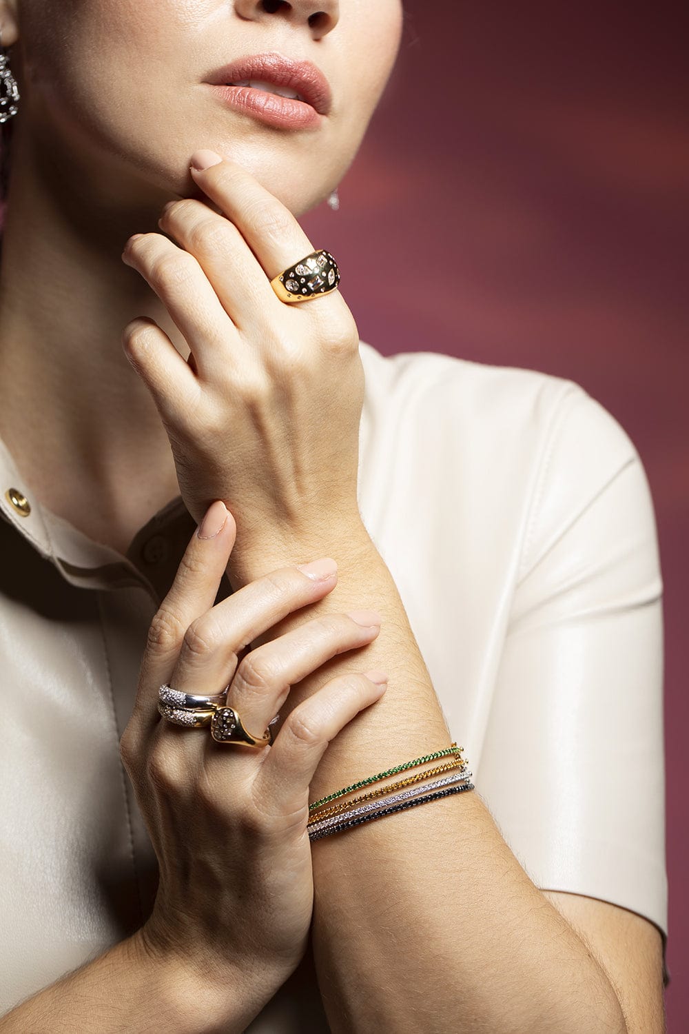 KWIAT-Stackable Slim Tsavorite Bangle-YELLOW GOLD