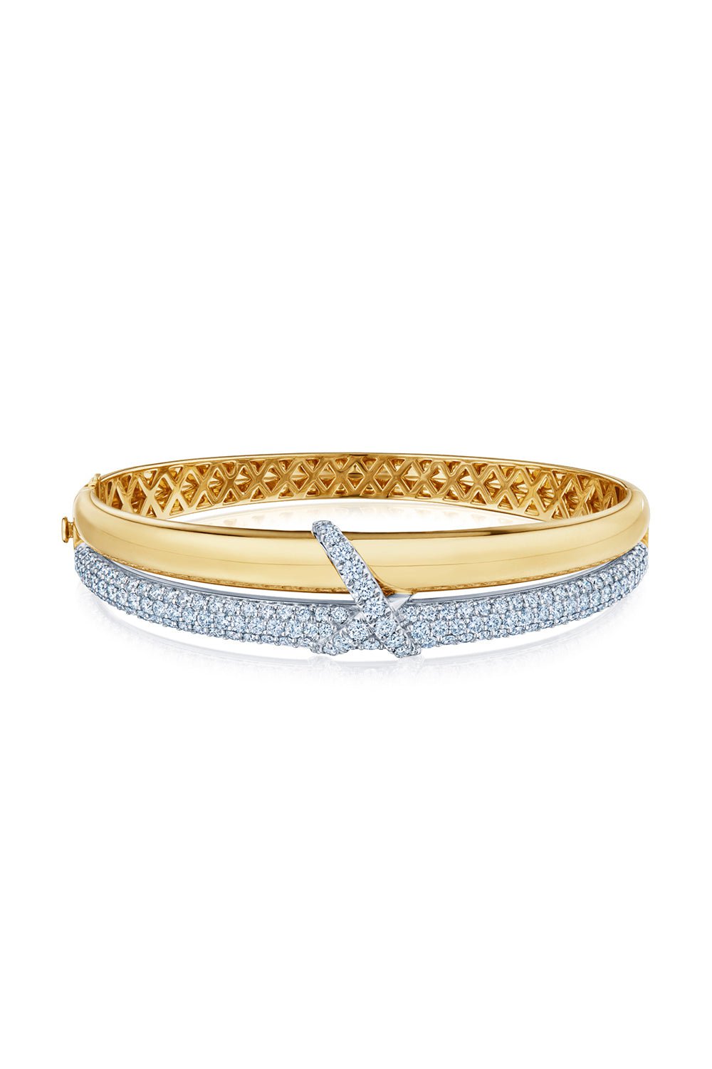 KWIAT-Two Tone XO Diamond Bangle-YELLOW GOLD