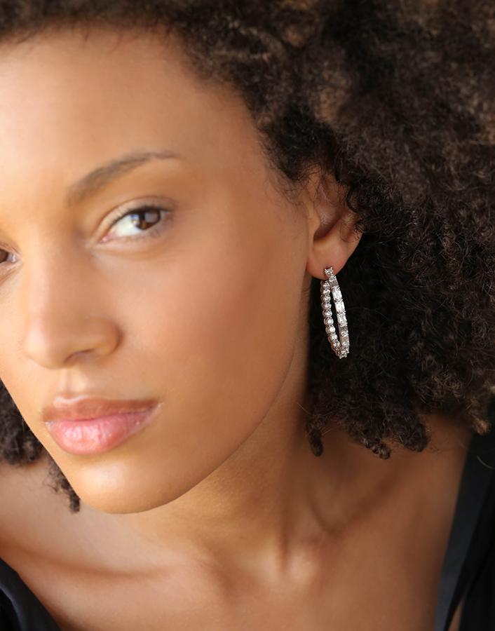 KWIAT-Ashoka and Round Diamond Hoop Earrings-PLAT