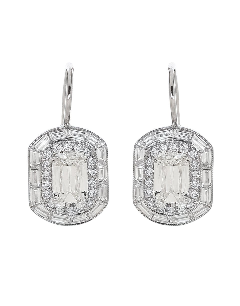 KWIAT-Ashoka Diamond and Step Cut Halo Earring-PLATINUM