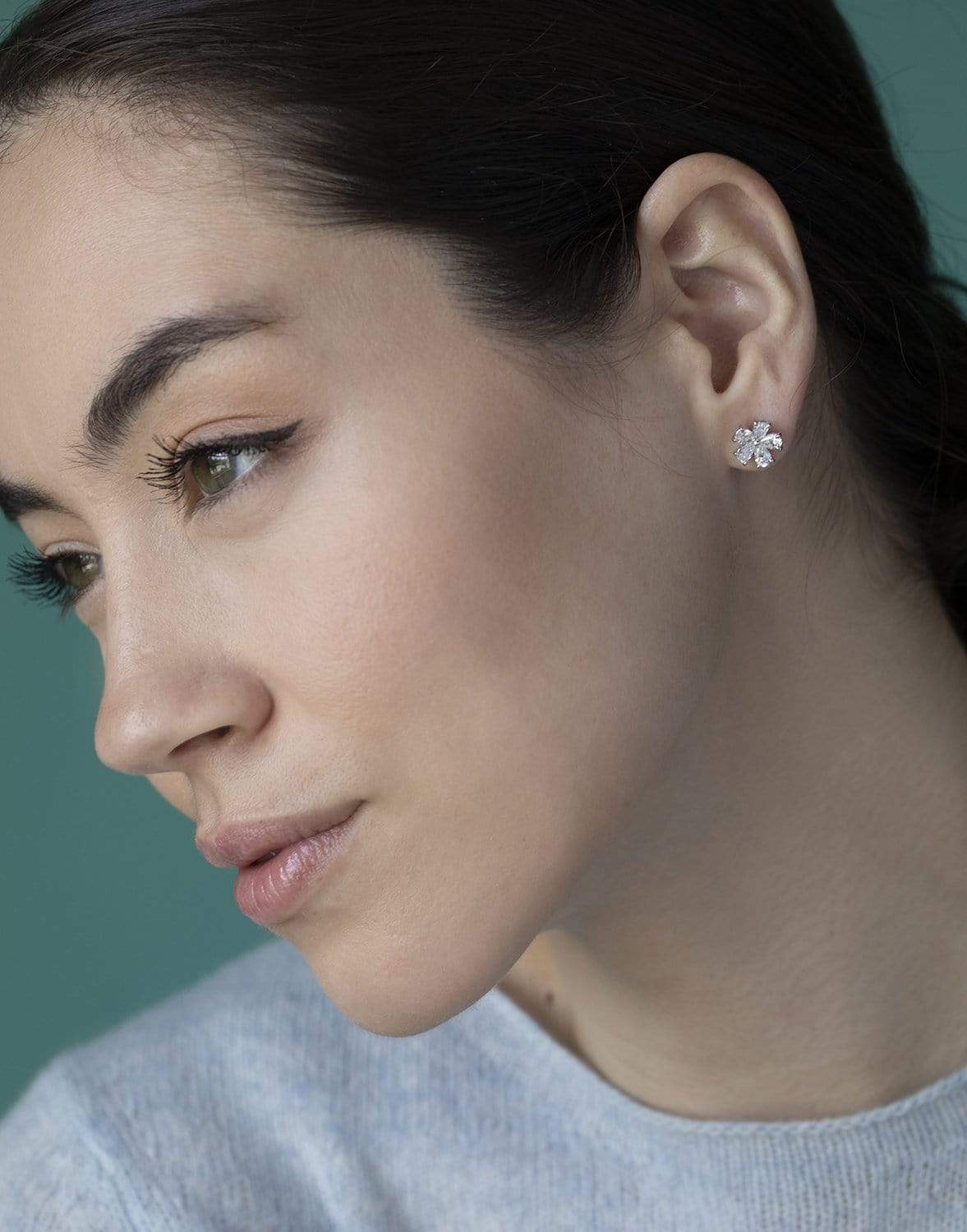 KWIAT-Cluster Floral Diamond Stud Earrings-PLATINUM
