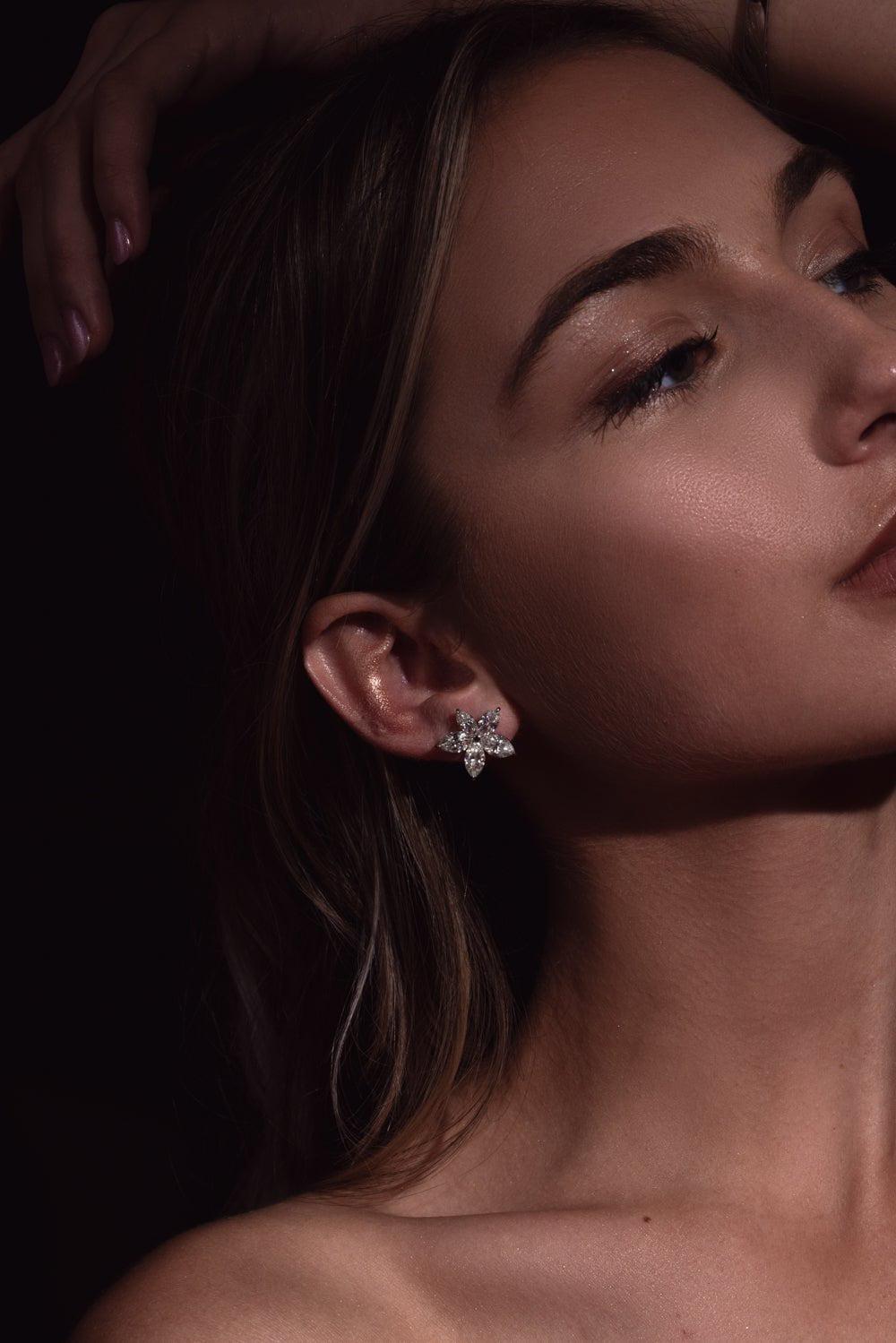 KWIAT-Diamond Floral Motif Earrings-PLATINUM