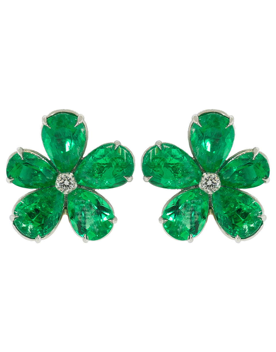 KWIAT-Emerald Flower Earrings-PLATINUM