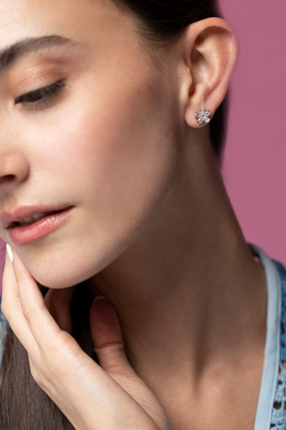 KWIAT-Floral Cluster Stud Earrings-PLATINUM