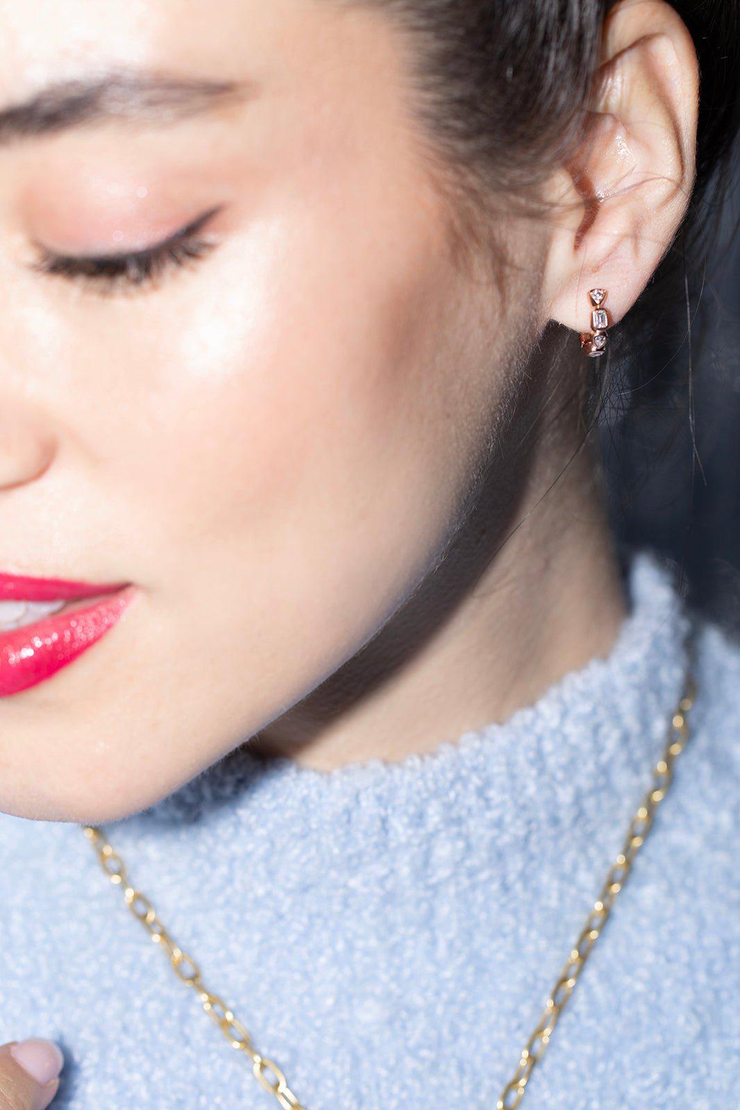 KWIAT-Portofino Petite Diamond Hoop Earrings - Rose Gold-ROSE GOLD