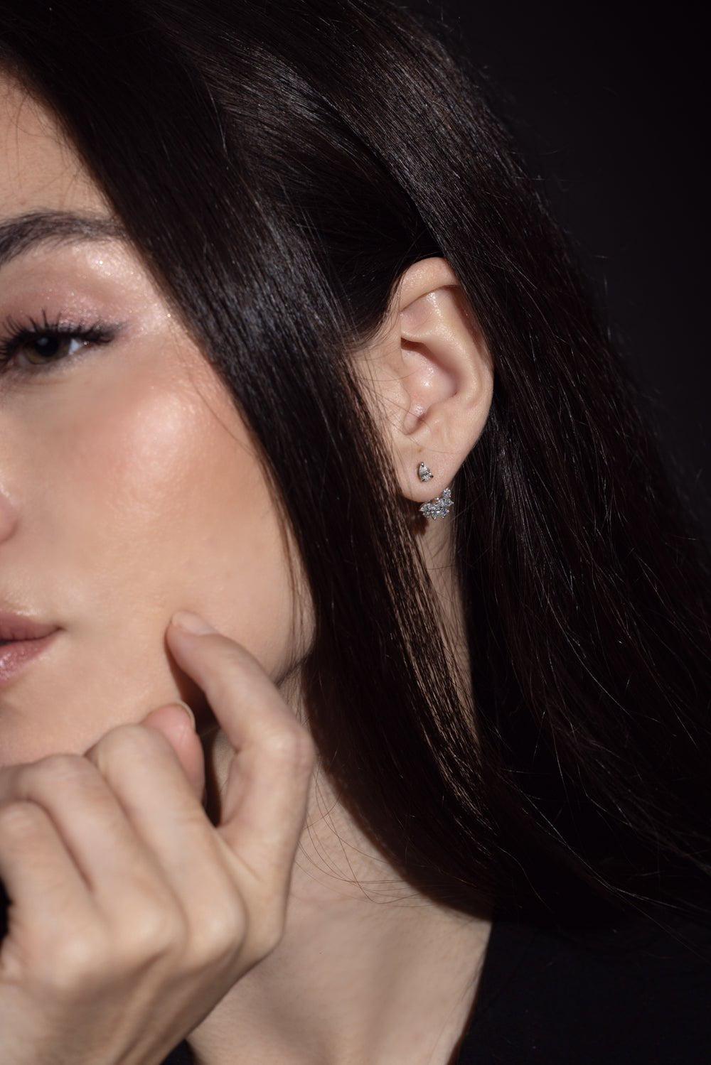 KWIAT-American Beauty Front And Back Stud Earrings-WHITE GOLD