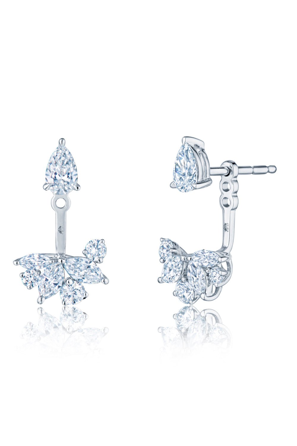 KWIAT-American Beauty Front And Back Stud Earrings-WHITE GOLD