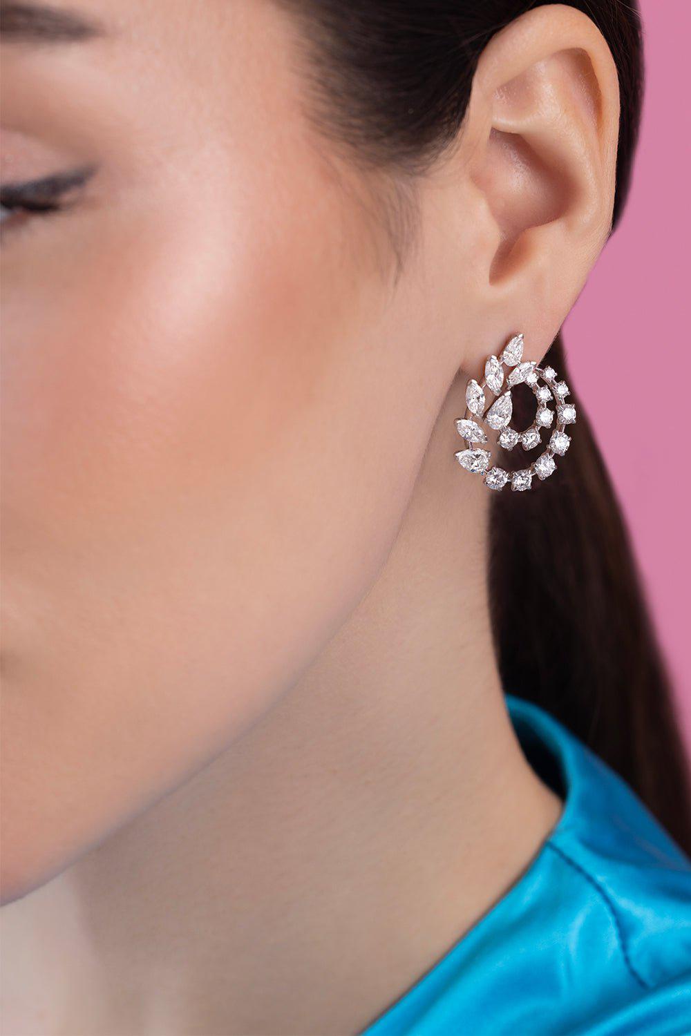 KWIAT-American Beauty Swirl Earrings-WHITE GOLD