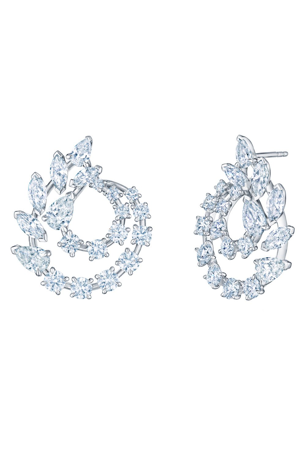 KWIAT-American Beauty Swirl Earrings-WHITE GOLD