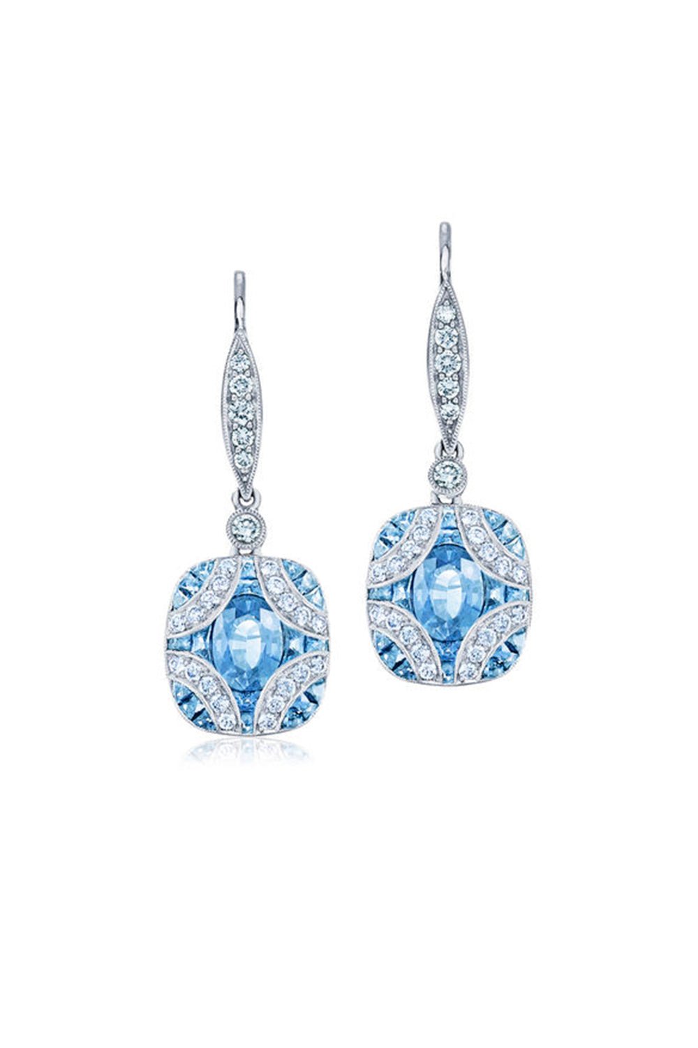 KWIAT-Argyle Aquamarine Diamond Earrings-WHITE GOLD