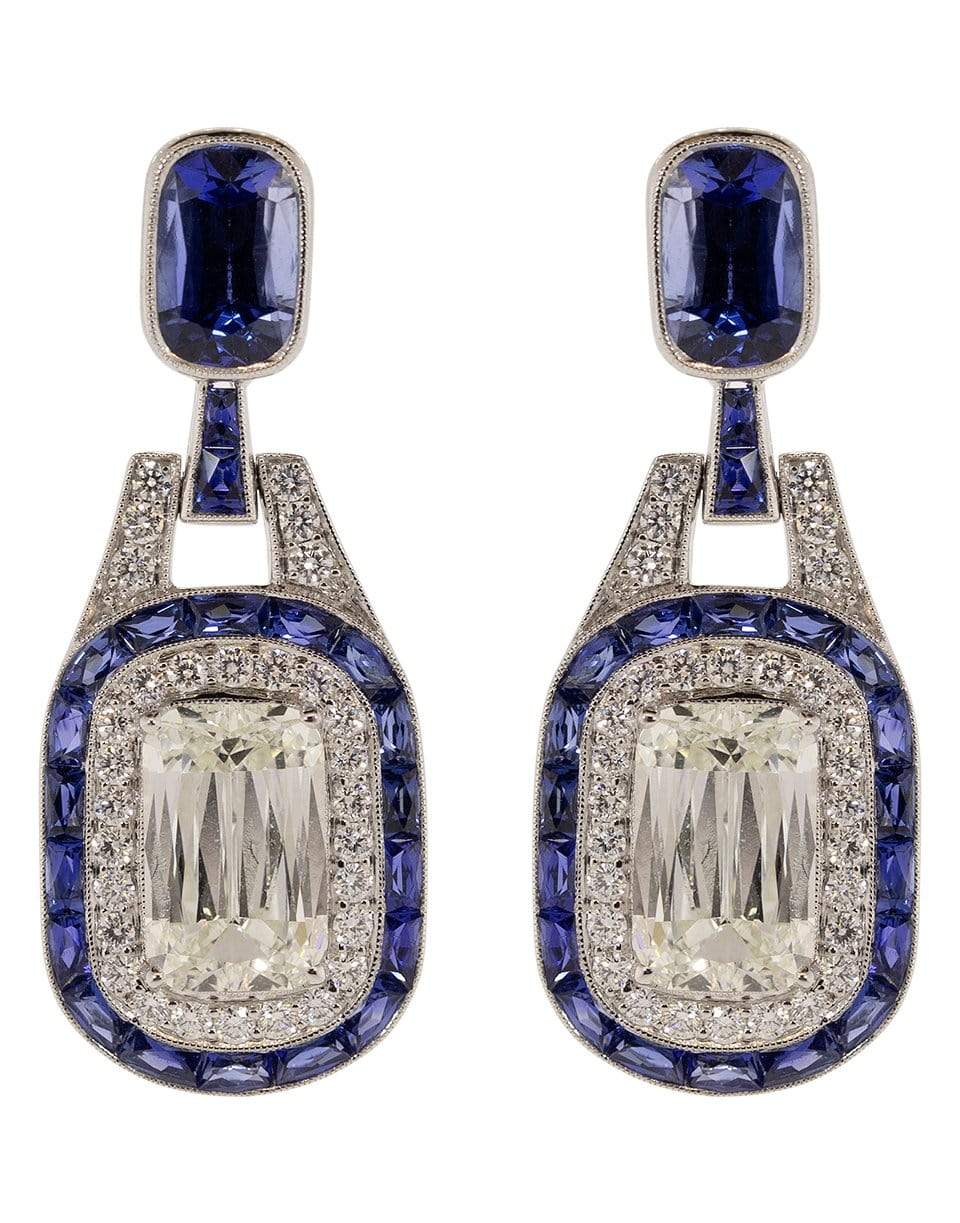 KWIAT-Ashoka Diamond and Sapphire Earrings-WHITE GOLD