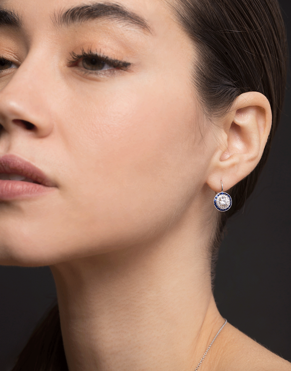 KWIAT-Diamond and Sapphire Round Drop Earrings-WHITE GOLD