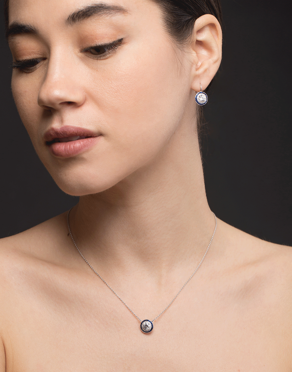 KWIAT-Diamond and Sapphire Round Drop Earrings-WHITE GOLD