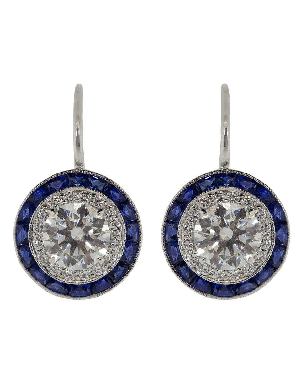 KWIAT-Diamond and Sapphire Round Drop Earrings-WHITE GOLD