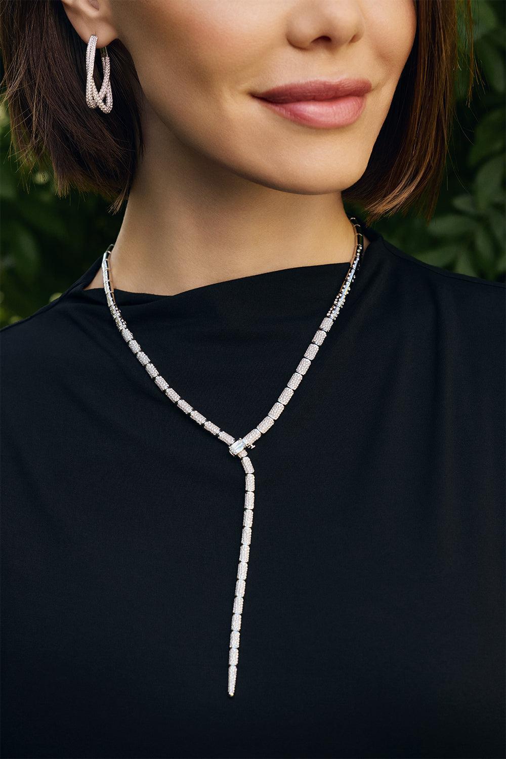 KWIAT-Moonlight Crossover Diamond Hoop Earrings-WHITE GOLD
