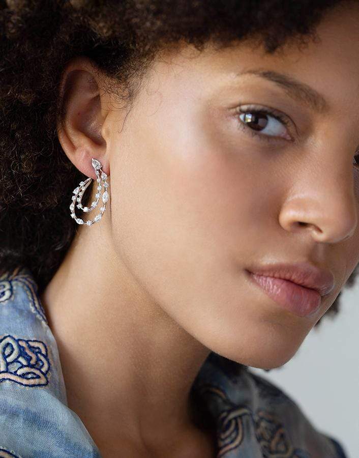 KWIAT-Double Line Diamond Earrings-WHITE GOLD