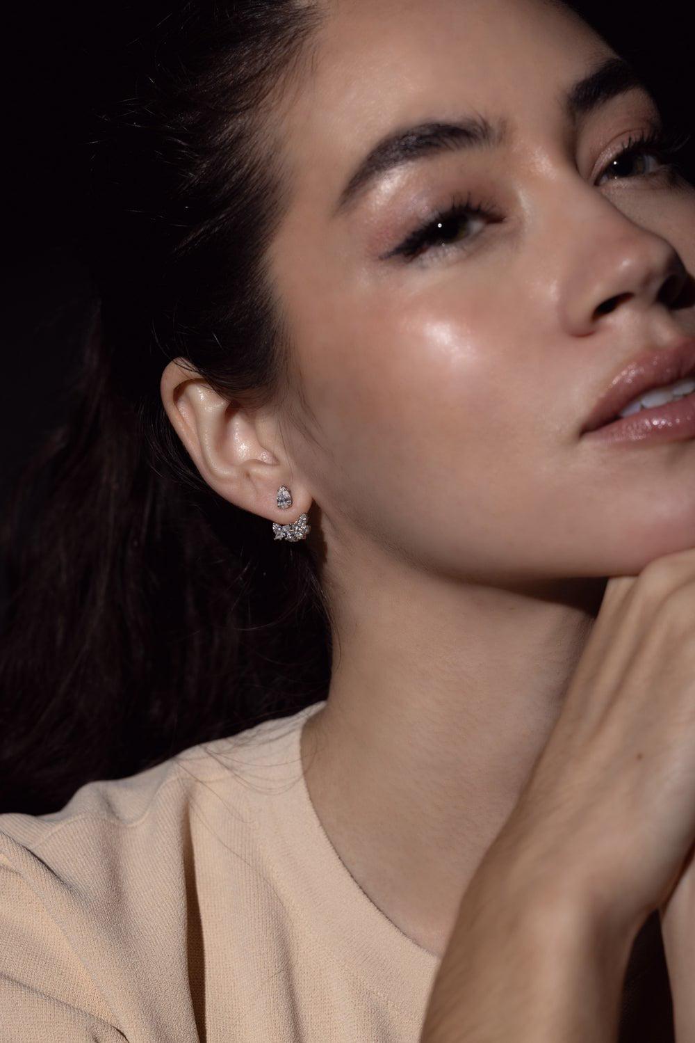 KWIAT-Front-Back Diamond Cluster Earrings-WHITE GOLD