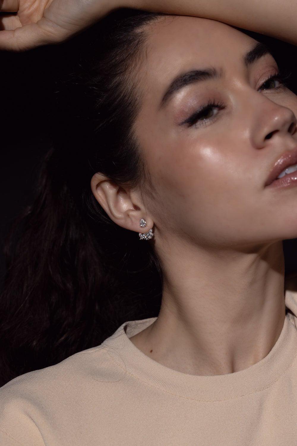 KWIAT-Front-Back Diamond Cluster Earrings-WHITE GOLD