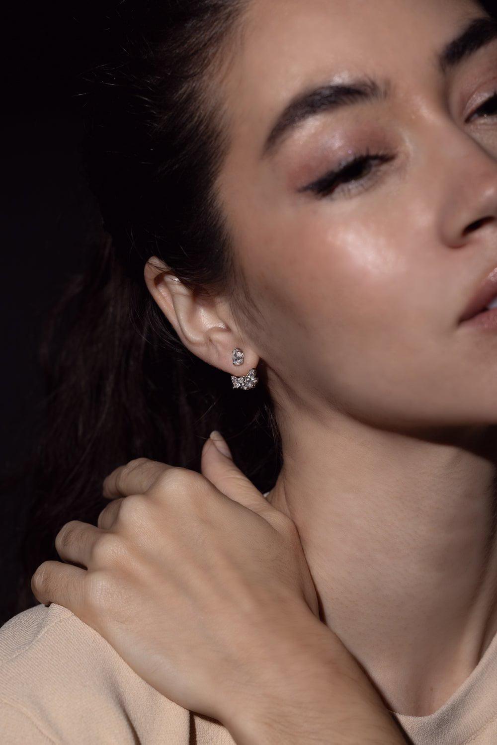 KWIAT-Front-Back Diamond Cluster Earrings-WHITE GOLD