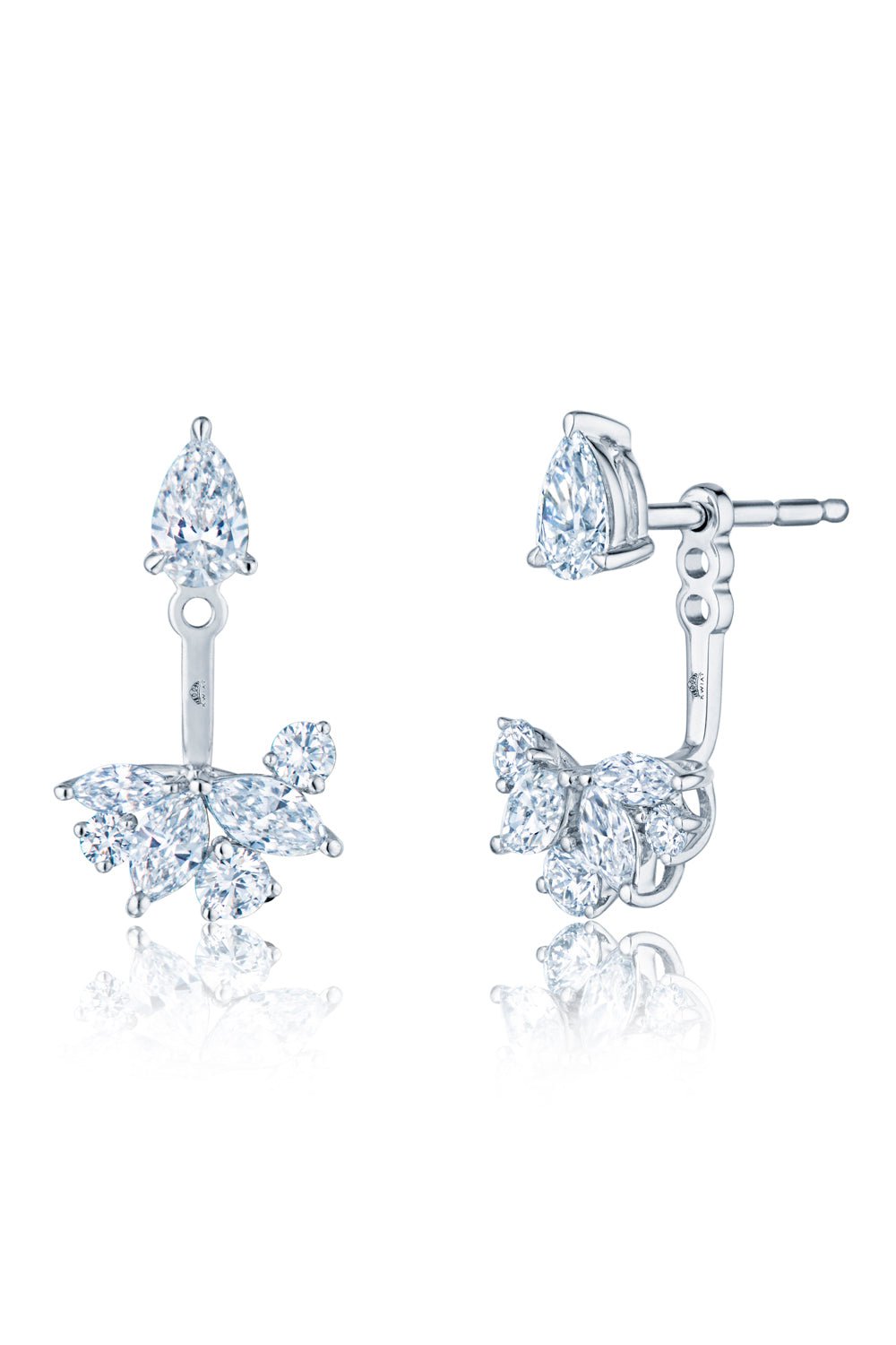 KWIAT-Front-Back Diamond Cluster Earrings-WHITE GOLD