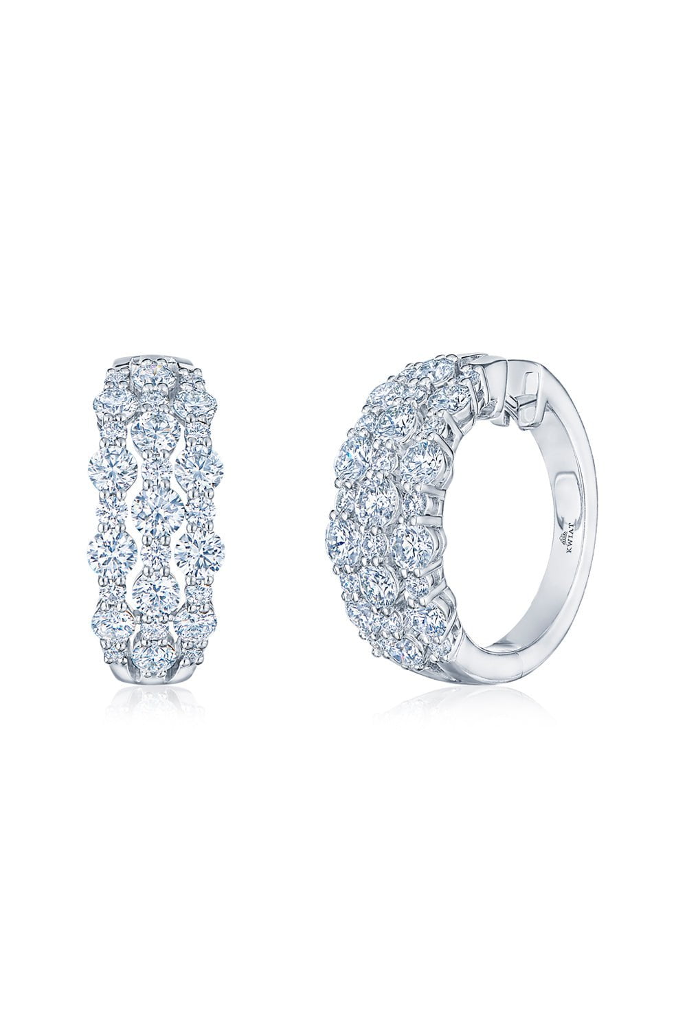 KWIAT-Lyric 3 Row Diamond Hoop Earrings-WHITE GOLD