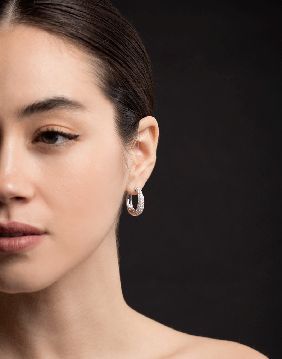 KWIAT-Pave Diamond Cobblestone Hoop Earrings-WHITE GOLD