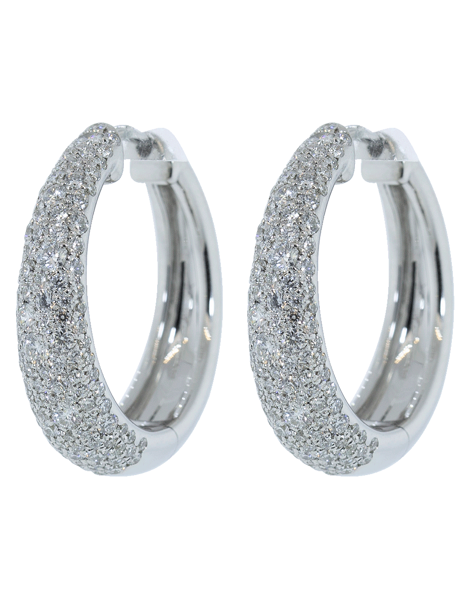 KWIAT-Pave Diamond Cobblestone Hoop Earrings-WHITE GOLD
