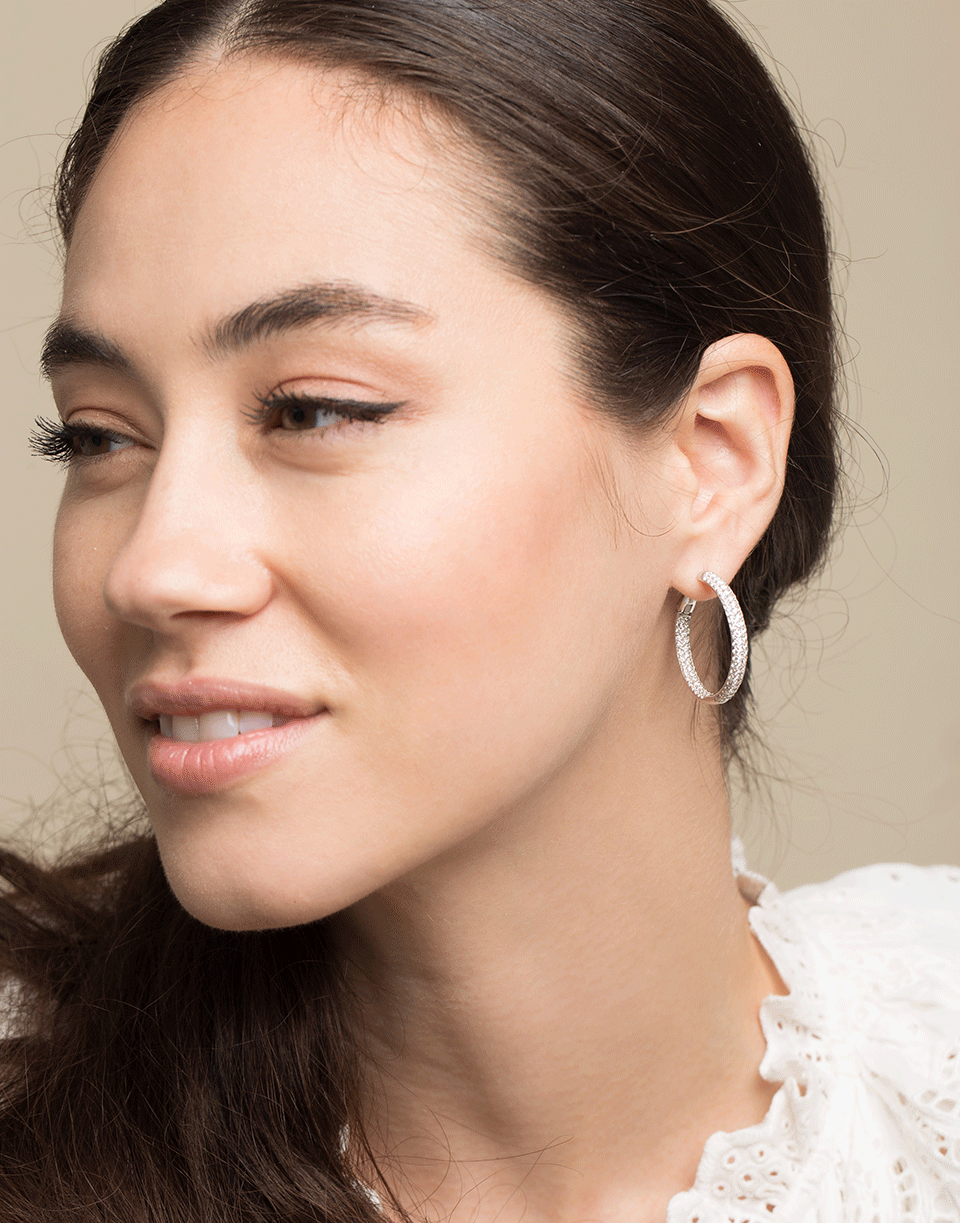 KWIAT-Pave Diamond Hoop Earrings-WHITE GOLD