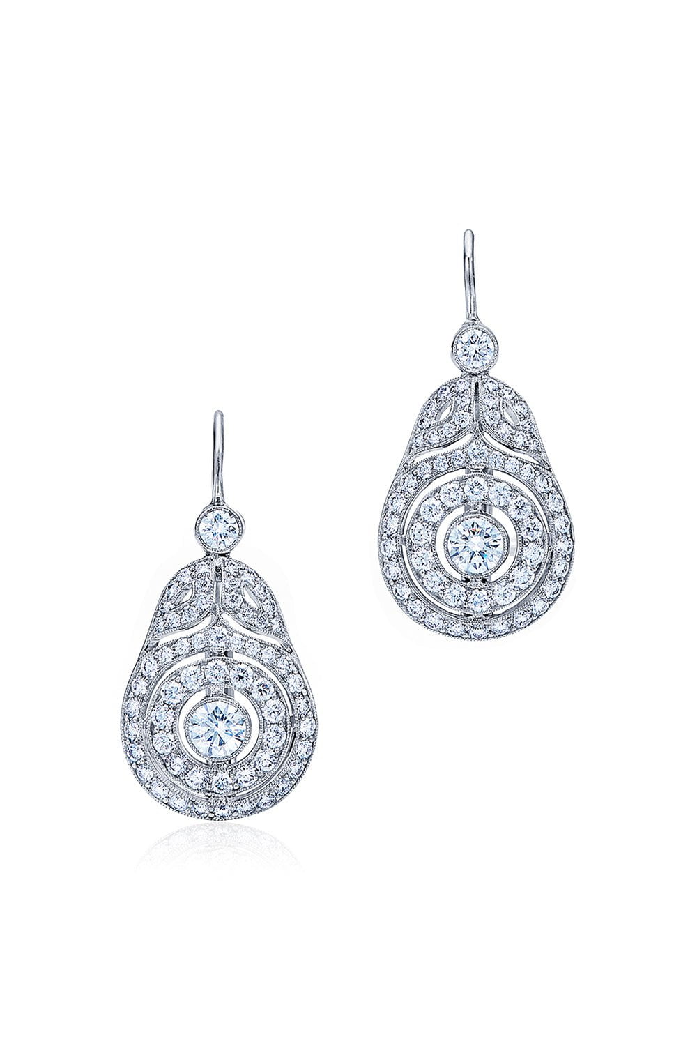 KWIAT-Splendor Diamond Concentric Drop Earrings-WHITE GOLD