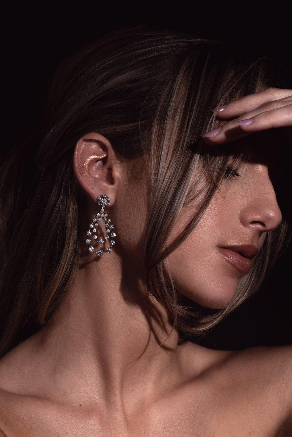KWIAT-Starry Night Double Teardrop Earrings-WHITE GOLD