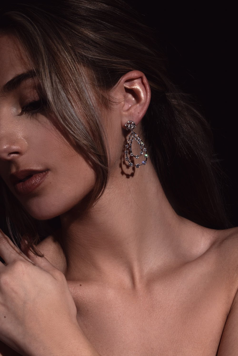 KWIAT-Starry Night Double Teardrop Earrings-WHITE GOLD