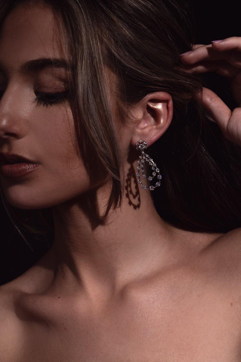 KWIAT-Starry Night Double Teardrop Earrings-WHITE GOLD