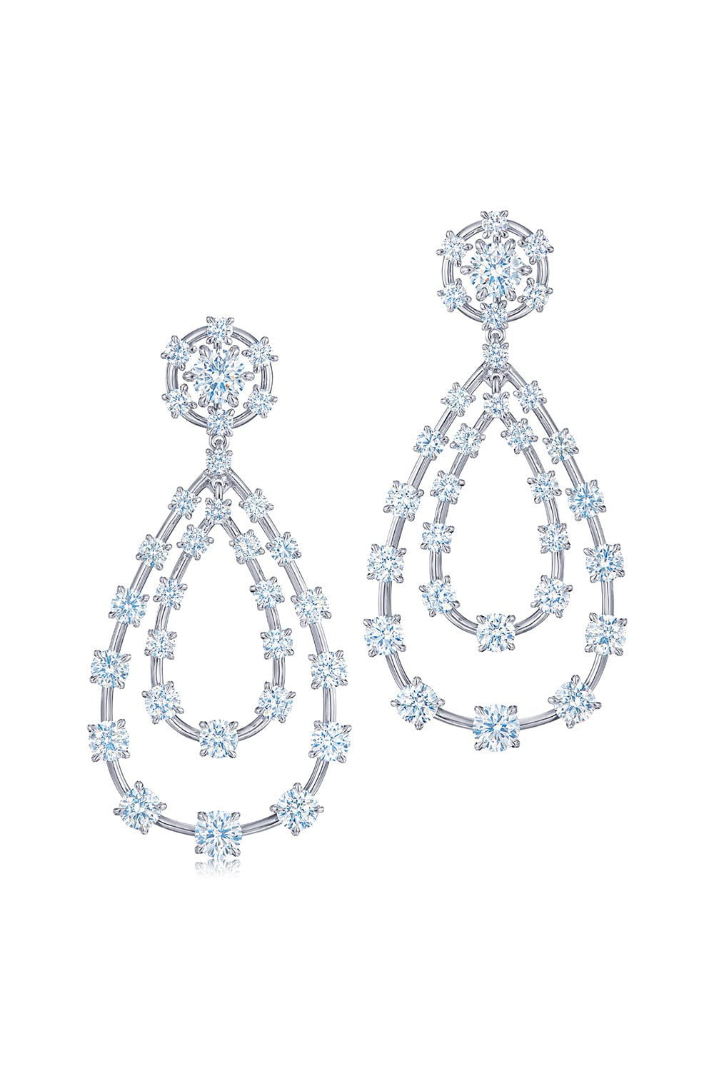 KWIAT-Starry Night Double Teardrop Earrings-WHITE GOLD
