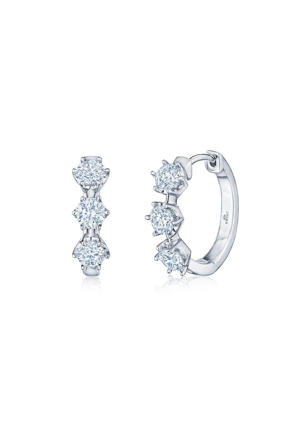 KWIAT-Starry Night Petite Hoop Earrings-WHITE GOLD