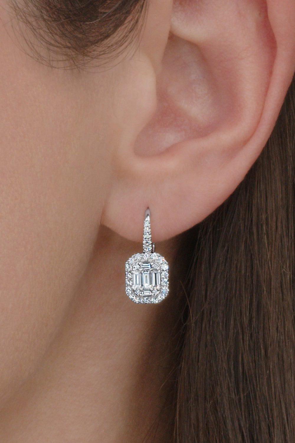 KWIAT-Sunburst Drop Earrings-WHITE GOLD