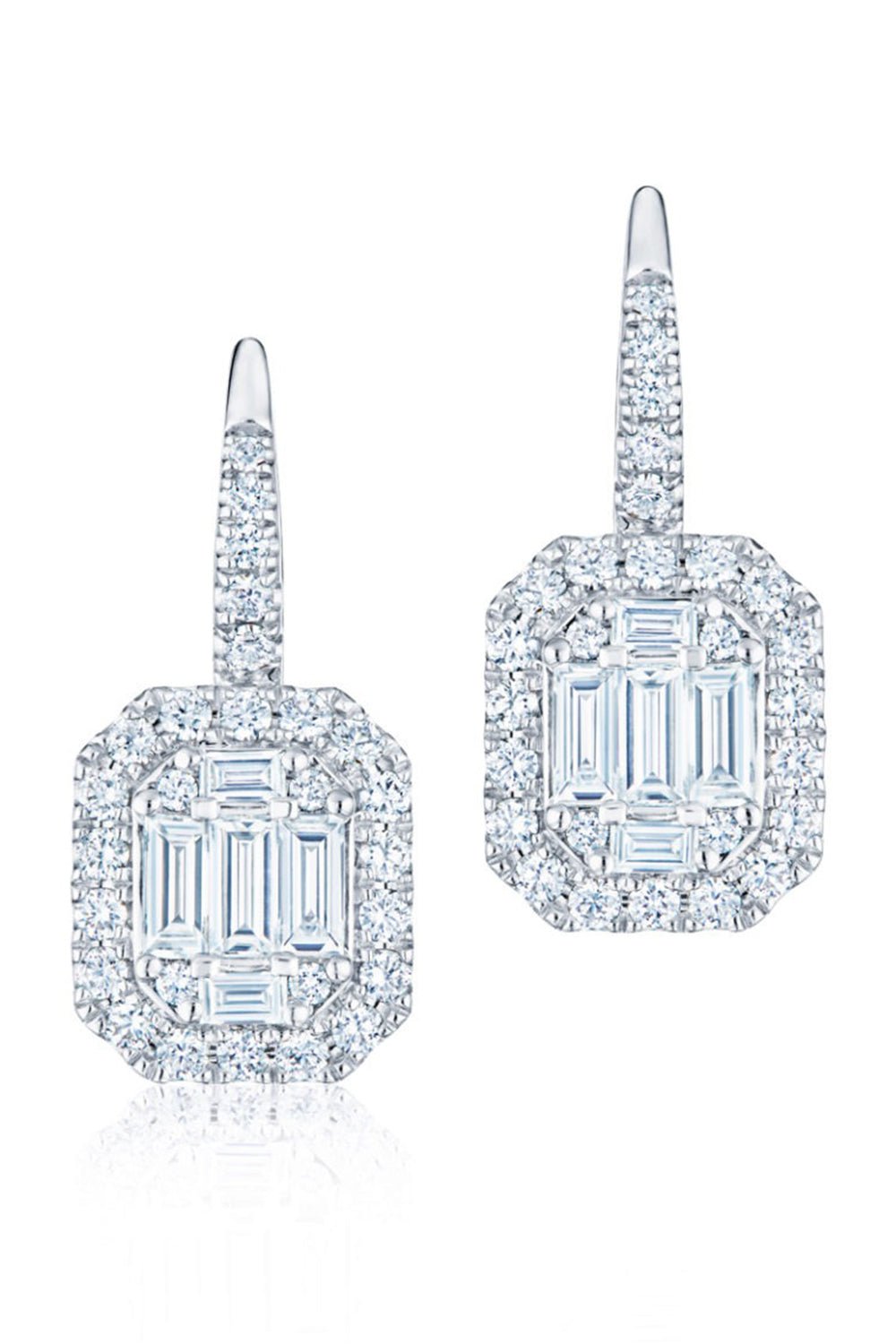 KWIAT-Sunburst Drop Earrings-WHITE GOLD