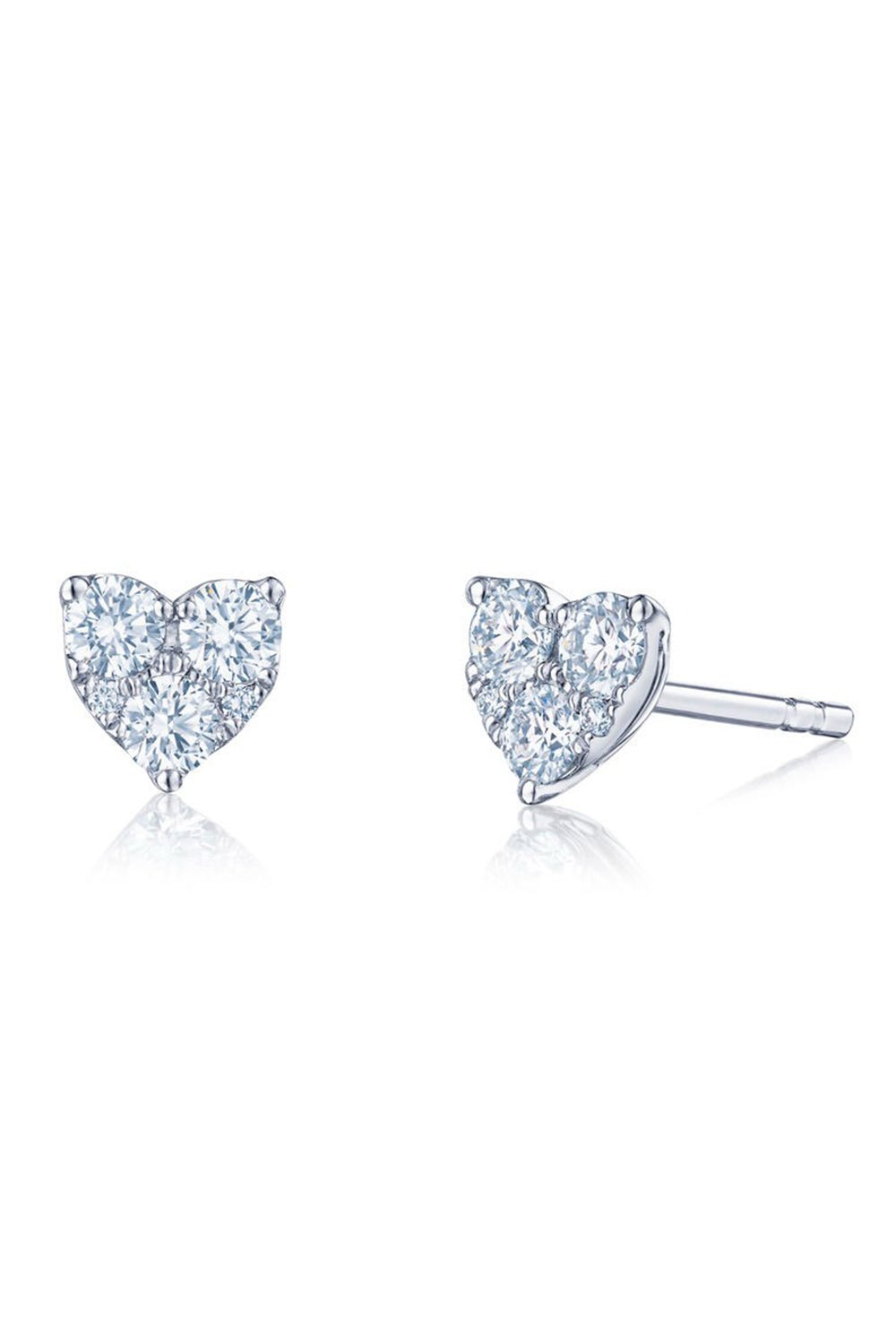 KWIAT-Sunburst Heart Stud Earrings-WHITE GOLD