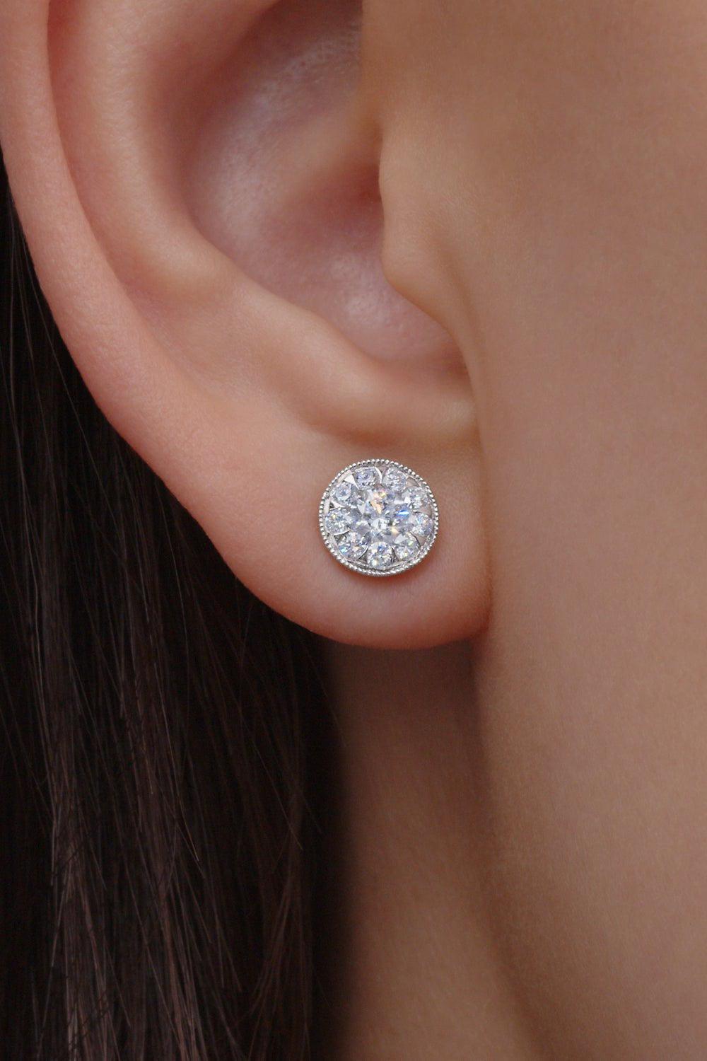 KWIAT-Sunburst Round Diamond Stud Earrings-WHITE GOLD
