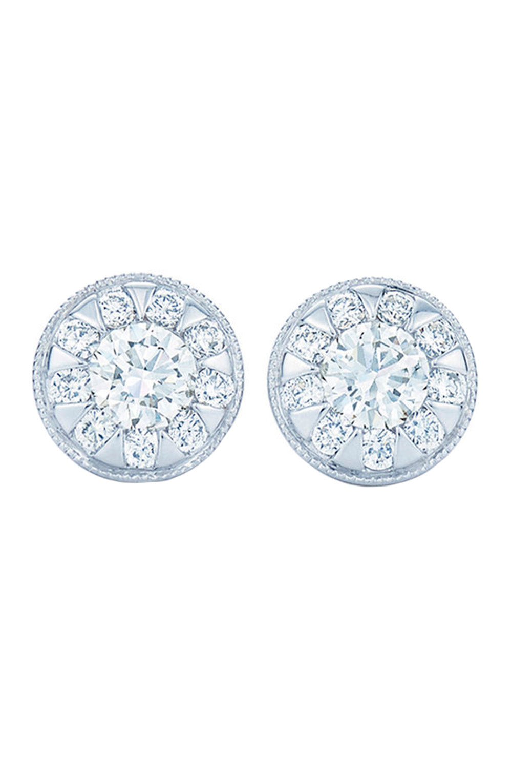 KWIAT-Sunburst Round Diamond Stud Earrings-WHITE GOLD