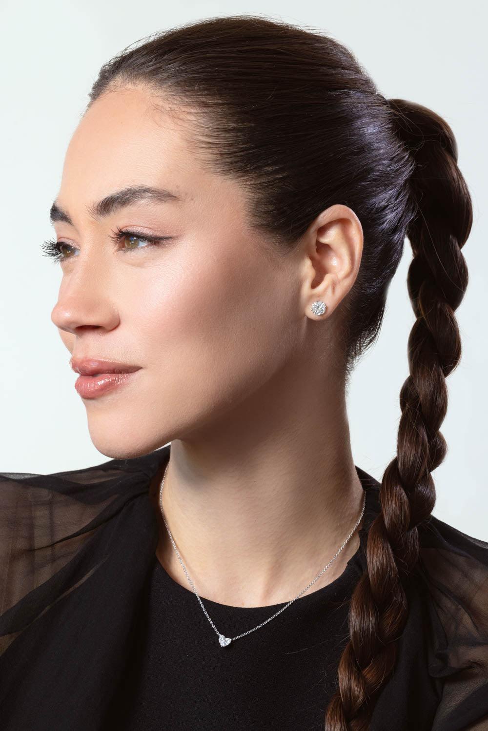 KWIAT-Sunburst Round Illusion Earrings-WHITE GOLD