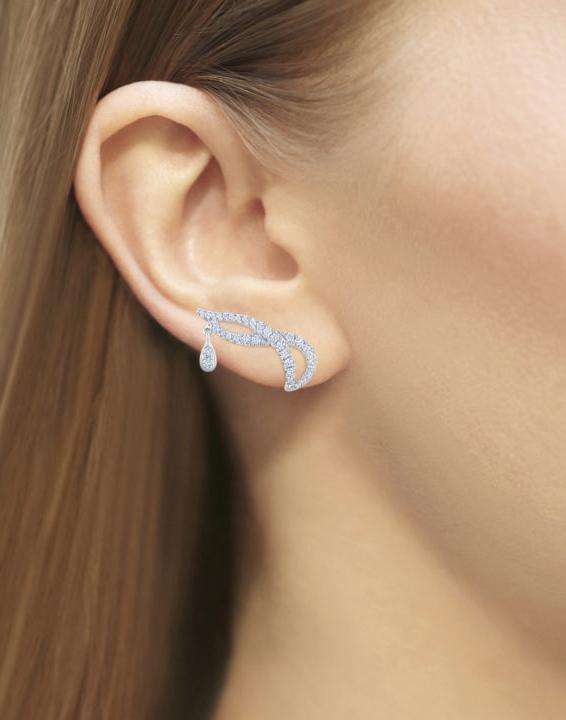 KWIAT-Vine Ear Climbers with Diamond Drops-WHITE GOLD