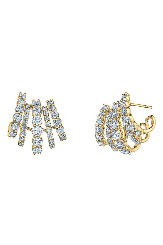 Diamond Five Row Ear Cuff Earrings - Yellow Gold-YELLOW GOLD-JEWELRYFINE JEWELEARRING-KWIAT